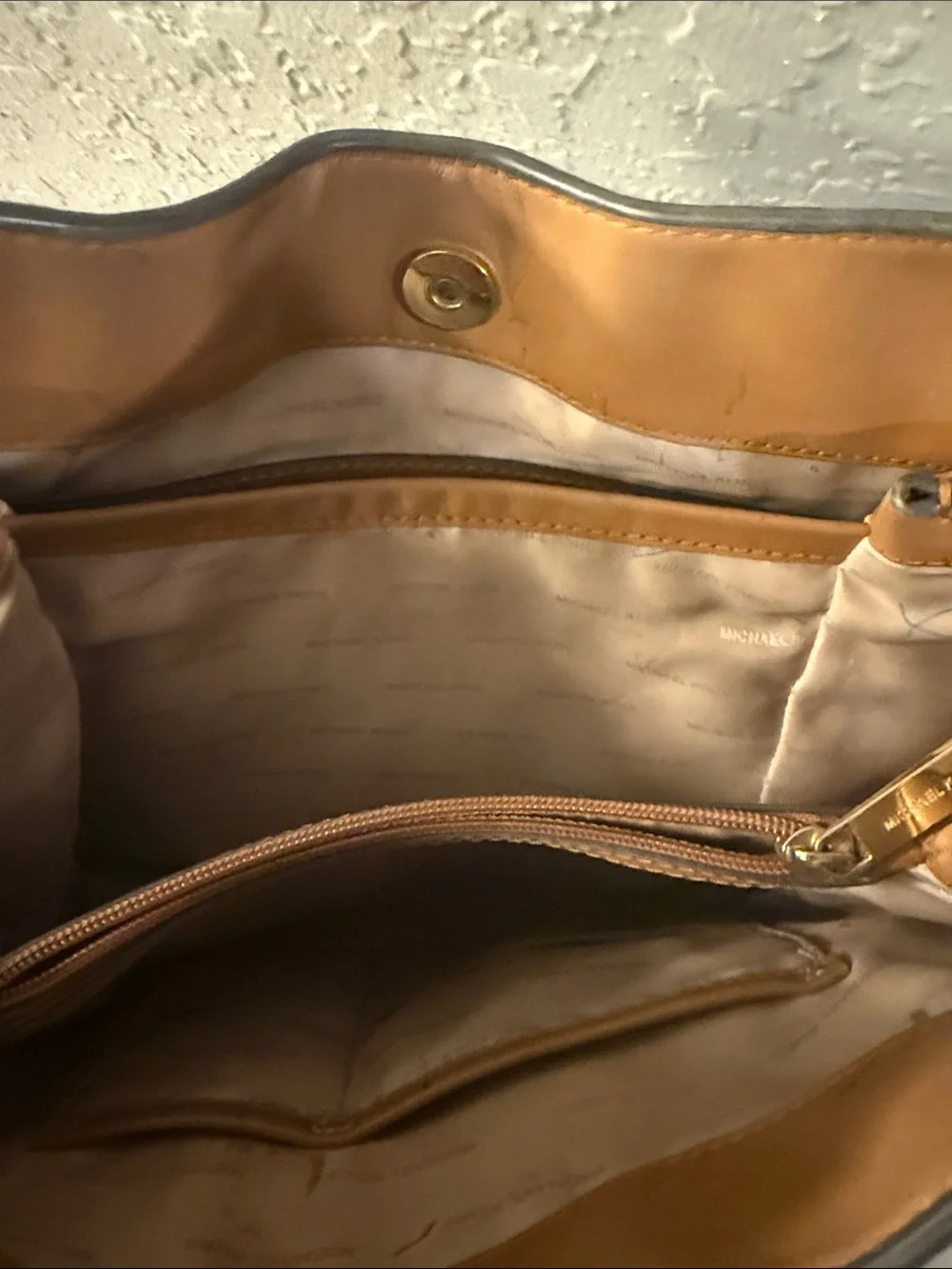 MICHAEL KORS Brown and Tan Studded Chain-Handle Tote